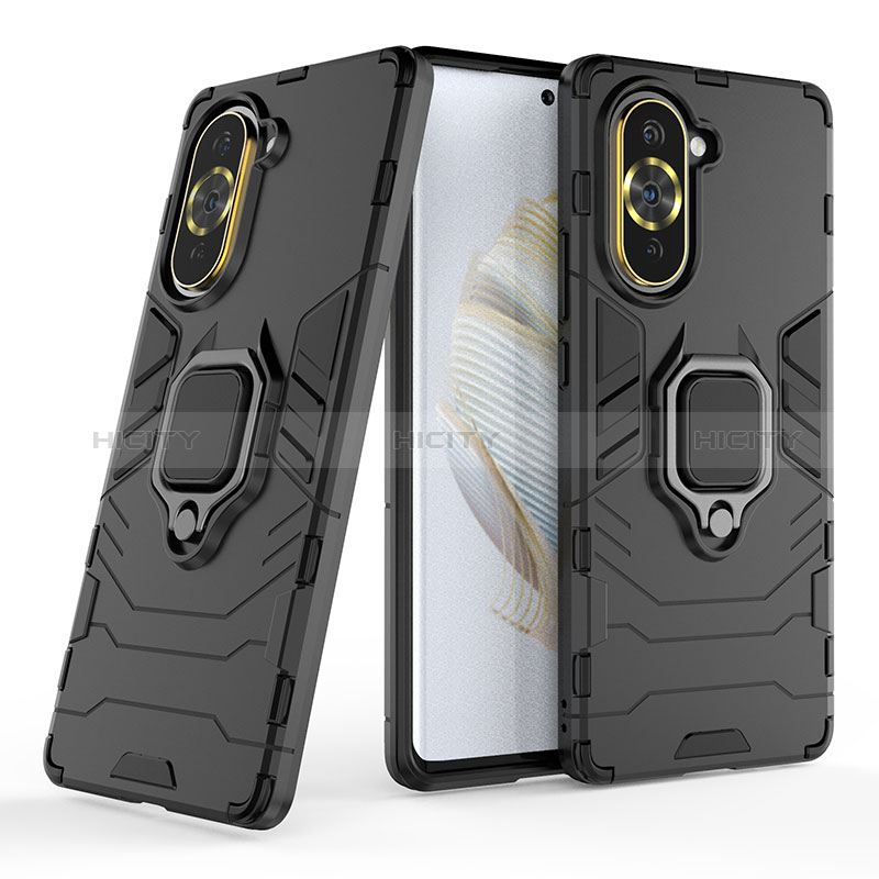 Funda Bumper Silicona y Plastico Mate Carcasa con Magnetico Anillo de dedo Soporte para Huawei Nova 10