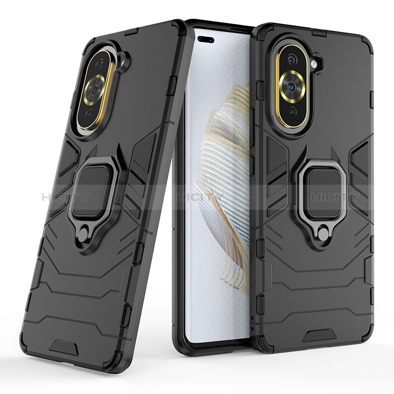 Funda Bumper Silicona y Plastico Mate Carcasa con Magnetico Anillo de dedo Soporte para Huawei Nova 10 Pro