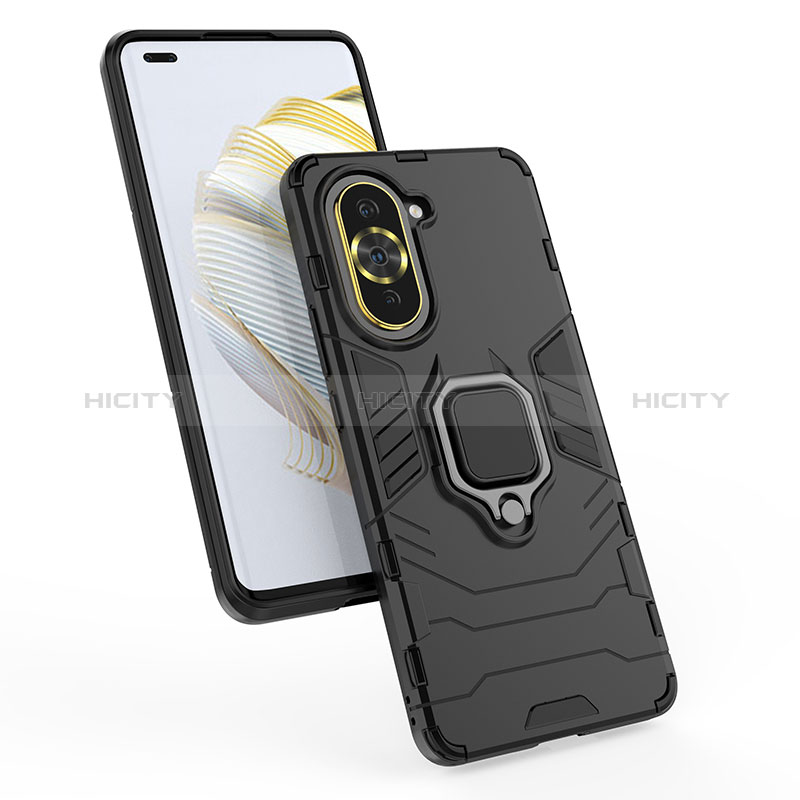 Funda Bumper Silicona y Plastico Mate Carcasa con Magnetico Anillo de dedo Soporte para Huawei Nova 10 Pro