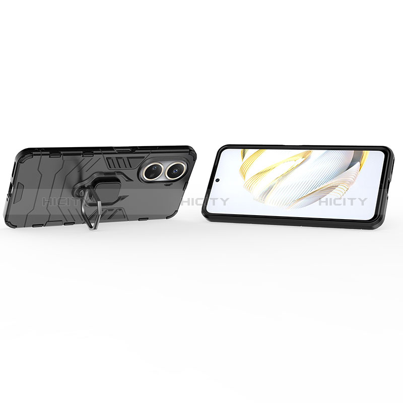 Funda Bumper Silicona y Plastico Mate Carcasa con Magnetico Anillo de dedo Soporte para Huawei Nova 10 SE