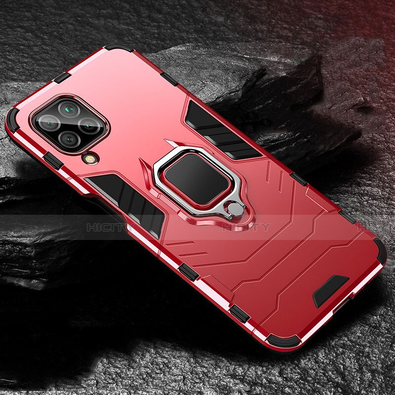 Funda Bumper Silicona y Plastico Mate Carcasa con Magnetico Anillo de dedo Soporte para Huawei Nova 7i Rojo