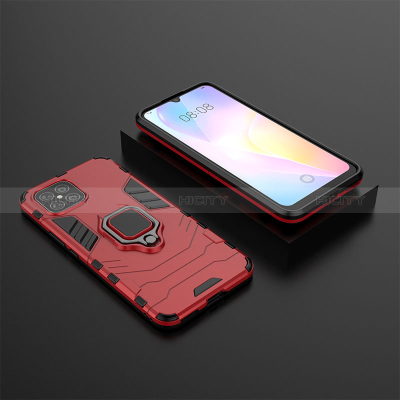 Funda Bumper Silicona y Plastico Mate Carcasa con Magnetico Anillo de dedo Soporte para Huawei Nova 8 SE 4G Rojo