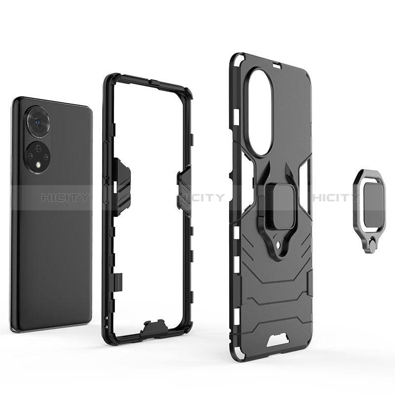 Funda Bumper Silicona y Plastico Mate Carcasa con Magnetico Anillo de dedo Soporte para Huawei Nova 9