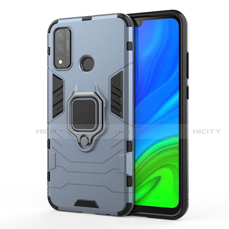 Funda Bumper Silicona y Plastico Mate Carcasa con Magnetico Anillo de dedo Soporte para Huawei Nova Lite 3 Plus Azul