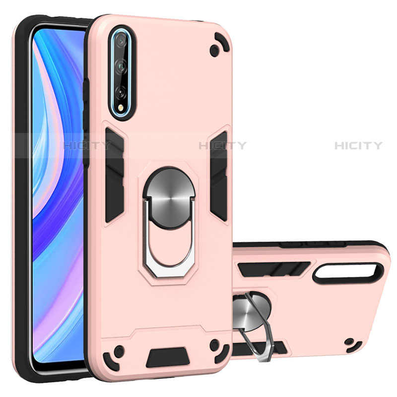 Funda Bumper Silicona y Plastico Mate Carcasa con Magnetico Anillo de dedo Soporte para Huawei P smart S