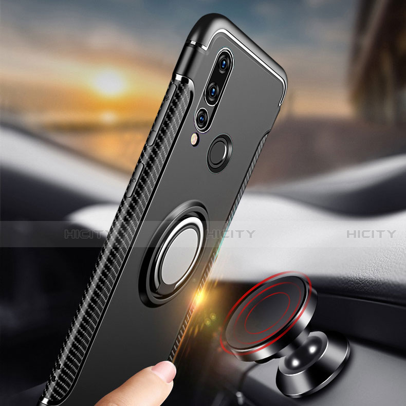 Funda Bumper Silicona y Plastico Mate Carcasa con Magnetico Anillo de dedo Soporte para Huawei P30 Lite XL