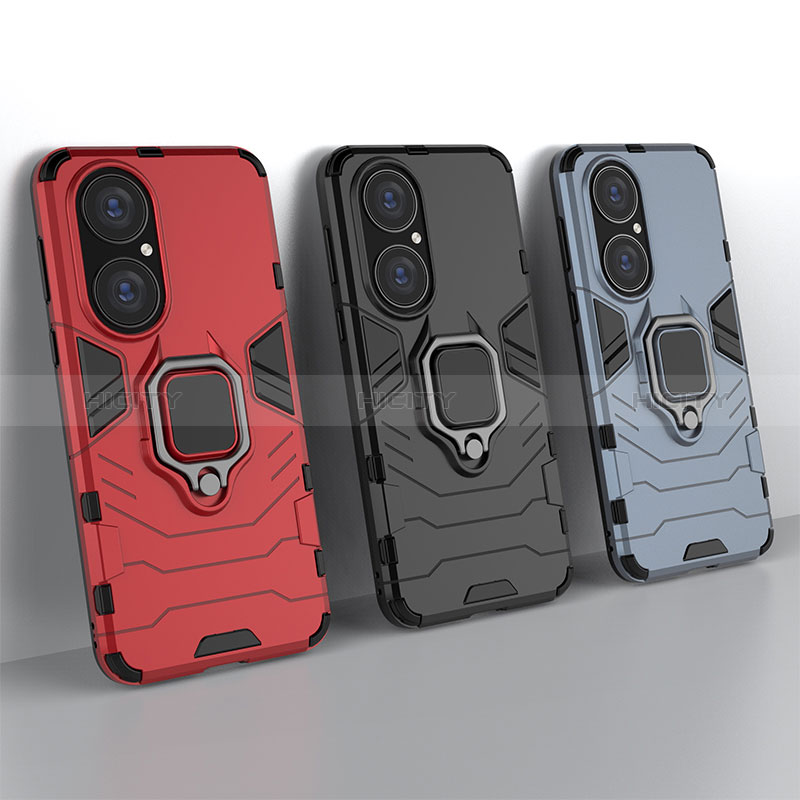 Funda Bumper Silicona y Plastico Mate Carcasa con Magnetico Anillo de dedo Soporte para Huawei P50