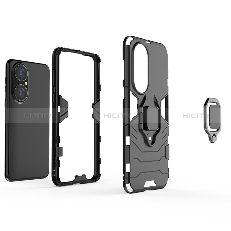 Funda Bumper Silicona y Plastico Mate Carcasa con Magnetico Anillo de dedo Soporte para Huawei P50