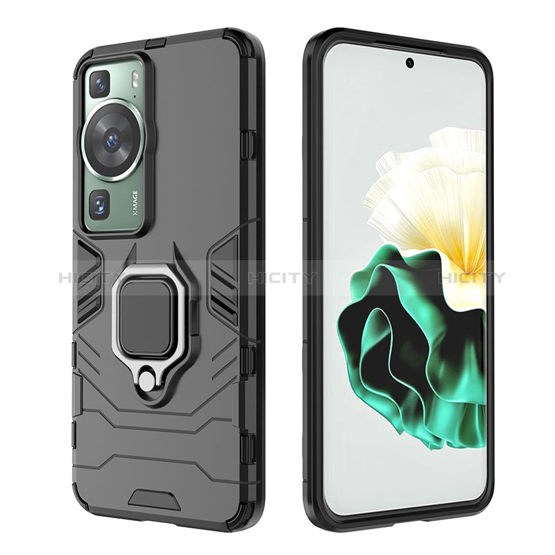 Funda Bumper Silicona y Plastico Mate Carcasa con Magnetico Anillo de dedo Soporte para Huawei P60