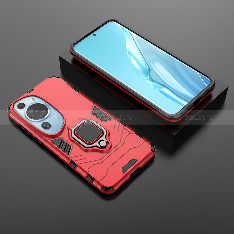 Funda Bumper Silicona y Plastico Mate Carcasa con Magnetico Anillo de dedo Soporte para Huawei P60 Art