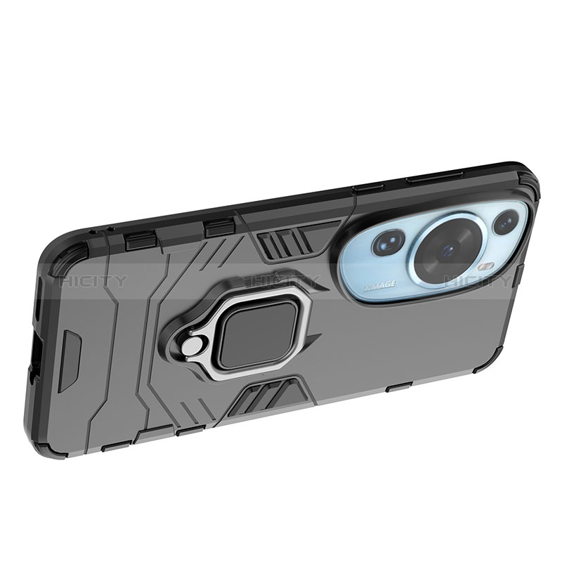 Funda Bumper Silicona y Plastico Mate Carcasa con Magnetico Anillo de dedo Soporte para Huawei P60 Art