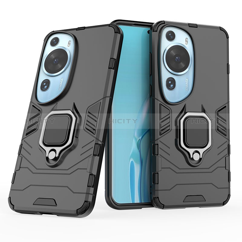 Funda Bumper Silicona y Plastico Mate Carcasa con Magnetico Anillo de dedo Soporte para Huawei P60 Art