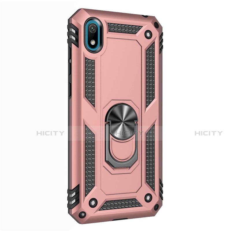 Funda Bumper Silicona y Plastico Mate Carcasa con Magnetico Anillo de dedo Soporte para Huawei Y5 (2019) Oro Rosa