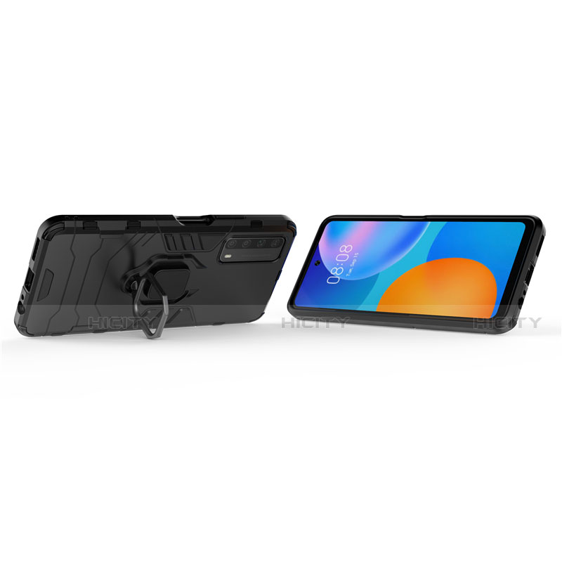 Funda Bumper Silicona y Plastico Mate Carcasa con Magnetico Anillo de dedo Soporte para Huawei Y7a