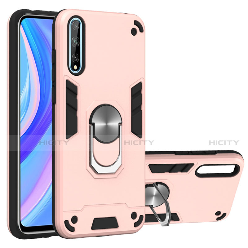 Funda Bumper Silicona y Plastico Mate Carcasa con Magnetico Anillo de dedo Soporte para Huawei Y8p