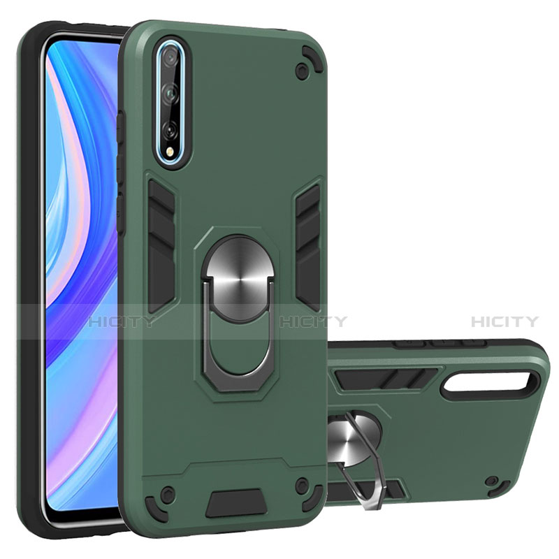 Funda Bumper Silicona y Plastico Mate Carcasa con Magnetico Anillo de dedo Soporte para Huawei Y8p