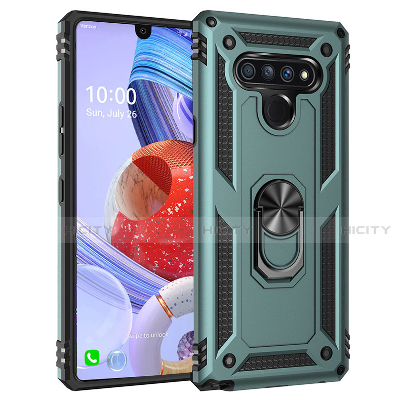 Funda Bumper Silicona y Plastico Mate Carcasa con Magnetico Anillo de dedo Soporte para LG Stylo 6 Menta Verde