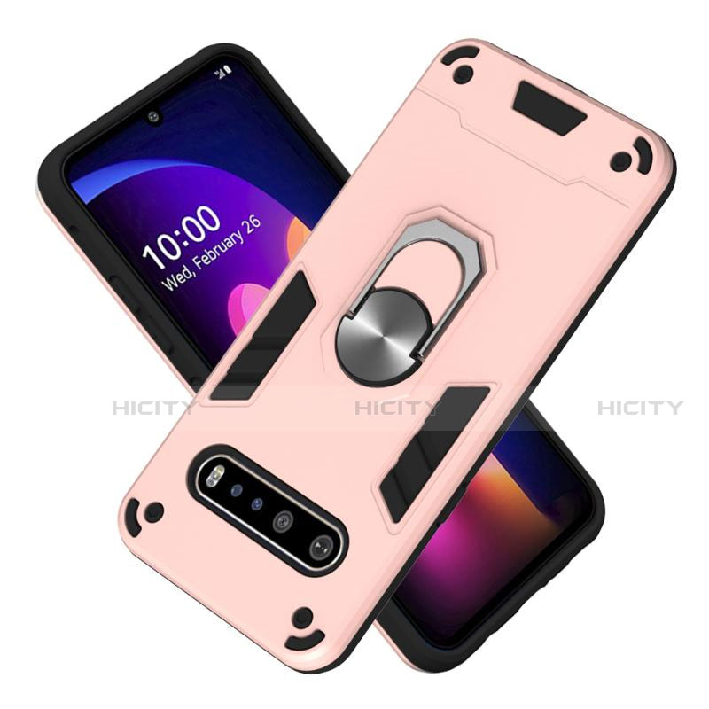 Funda Bumper Silicona y Plastico Mate Carcasa con Magnetico Anillo de dedo Soporte para LG V60 ThinQ 5G