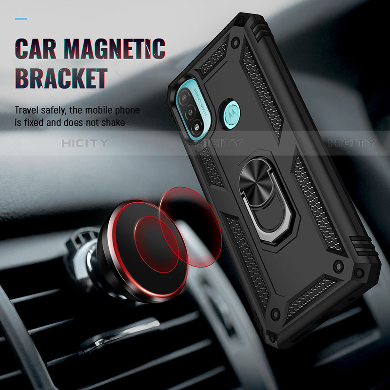 Funda Bumper Silicona y Plastico Mate Carcasa con Magnetico Anillo de dedo Soporte para Motorola Moto E20