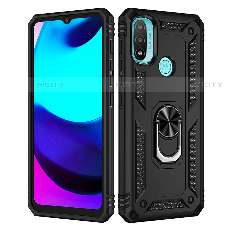 Funda Bumper Silicona y Plastico Mate Carcasa con Magnetico Anillo de dedo Soporte para Motorola Moto E30