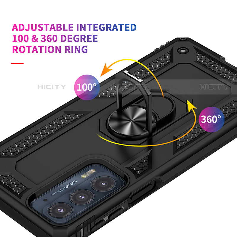 Funda Bumper Silicona y Plastico Mate Carcasa con Magnetico Anillo de dedo Soporte para Motorola Moto Edge 20 5G