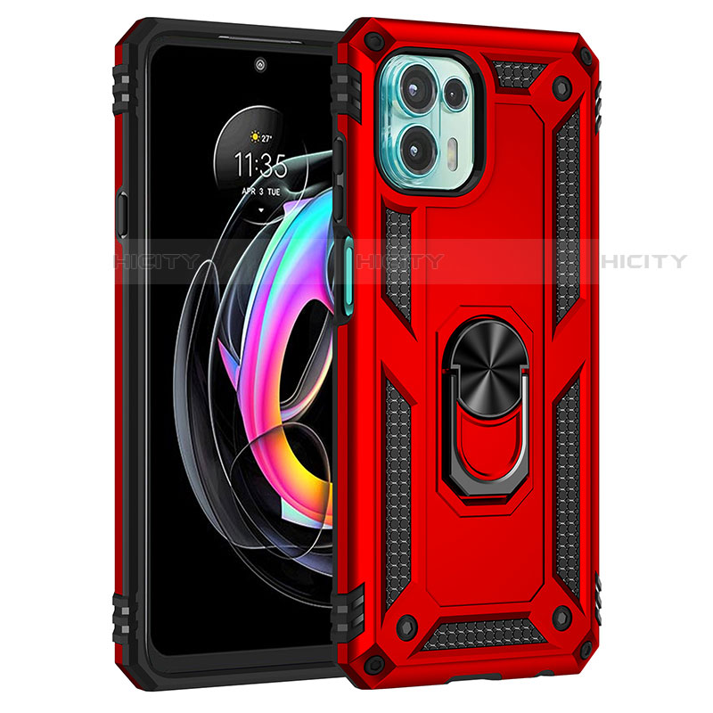 Funda Bumper Silicona y Plastico Mate Carcasa con Magnetico Anillo de dedo Soporte para Motorola Moto Edge 20 Lite 5G Rojo