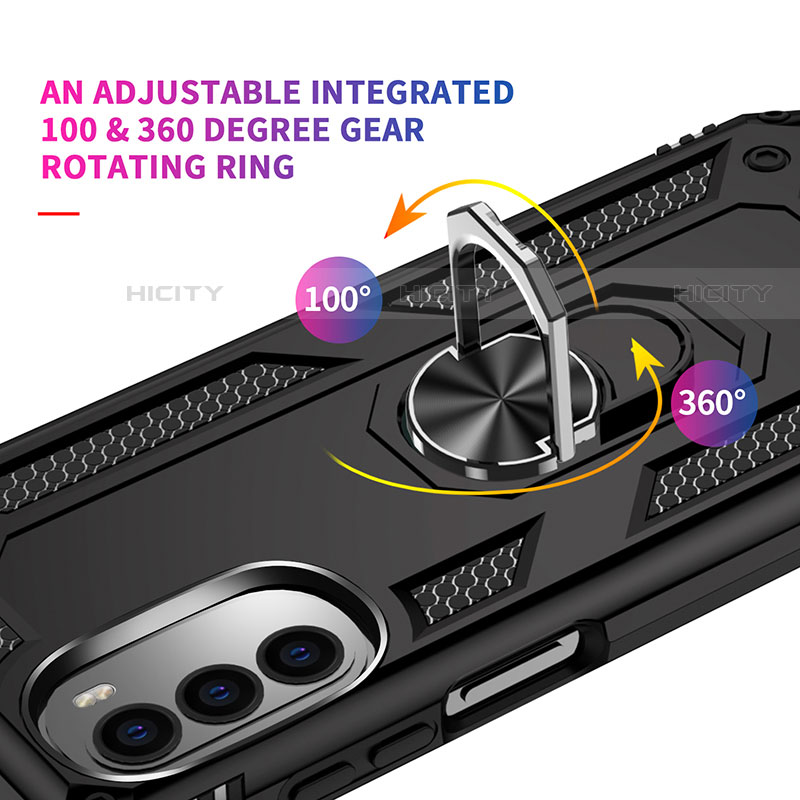 Funda Bumper Silicona y Plastico Mate Carcasa con Magnetico Anillo de dedo Soporte para Motorola Moto Edge (2022) 5G