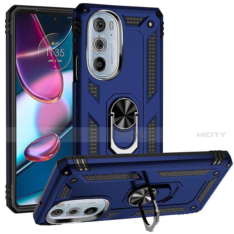 Funda Bumper Silicona y Plastico Mate Carcasa con Magnetico Anillo de dedo Soporte para Motorola Moto Edge 30 Pro 5G