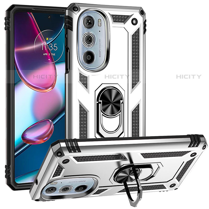 Funda Bumper Silicona y Plastico Mate Carcasa con Magnetico Anillo de dedo Soporte para Motorola Moto Edge Plus (2022) 5G