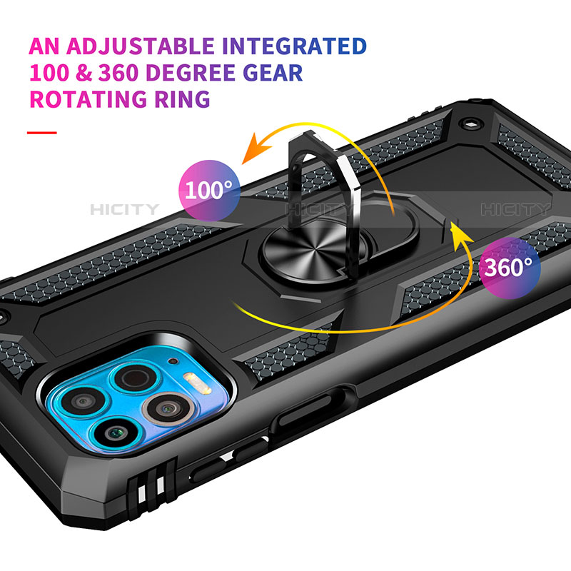 Funda Bumper Silicona y Plastico Mate Carcasa con Magnetico Anillo de dedo Soporte para Motorola Moto Edge S 5G