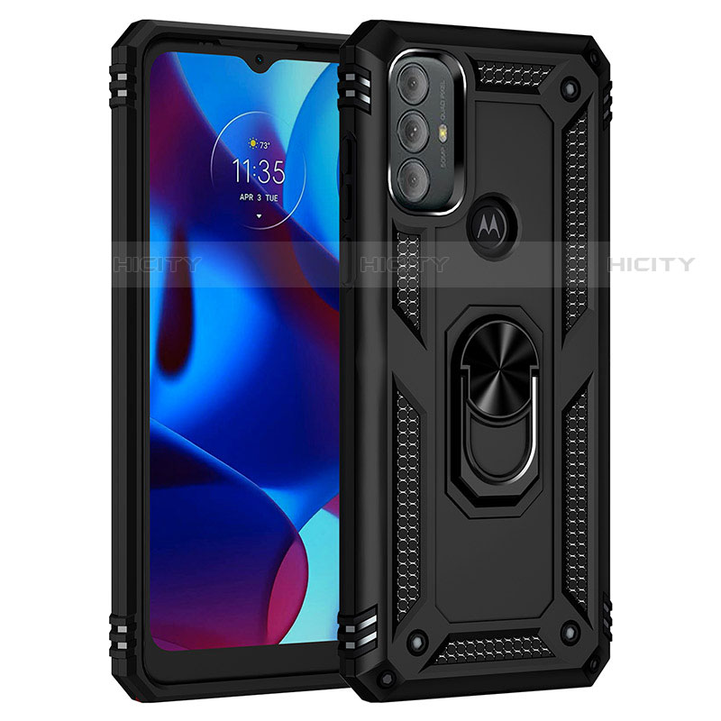 Funda Bumper Silicona y Plastico Mate Carcasa con Magnetico Anillo de dedo Soporte para Motorola Moto G Play (2023)