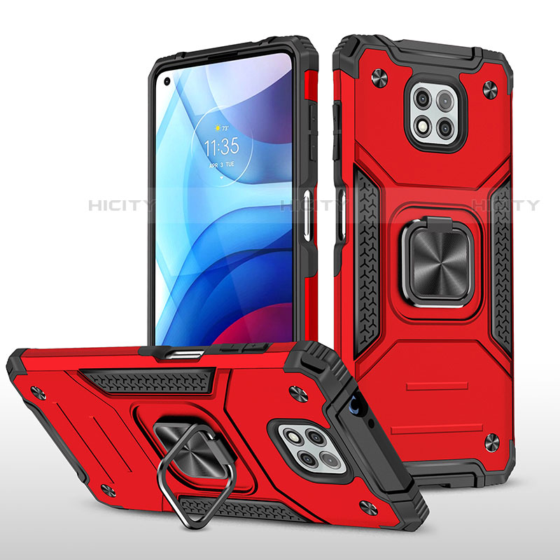 Funda Bumper Silicona y Plastico Mate Carcasa con Magnetico Anillo de dedo Soporte para Motorola Moto G Power (2021)