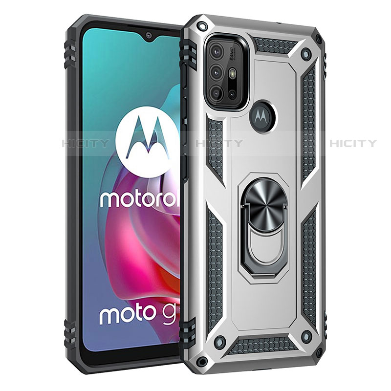 Funda Bumper Silicona y Plastico Mate Carcasa con Magnetico Anillo de dedo Soporte para Motorola Moto G20