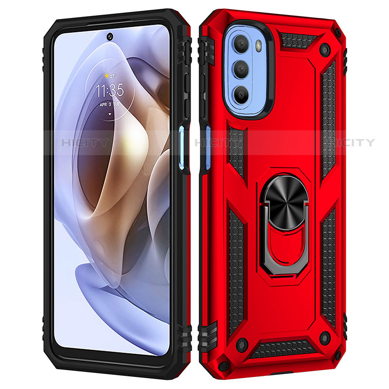 Funda Bumper Silicona y Plastico Mate Carcasa con Magnetico Anillo de dedo Soporte para Motorola Moto G31