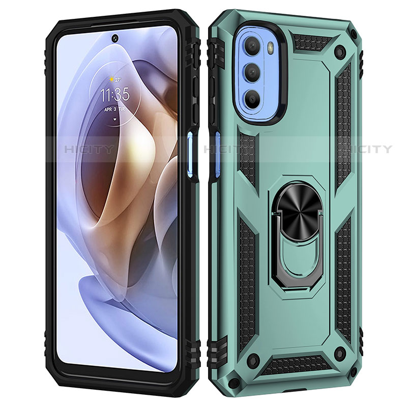 Funda Bumper Silicona y Plastico Mate Carcasa con Magnetico Anillo de dedo Soporte para Motorola Moto G31