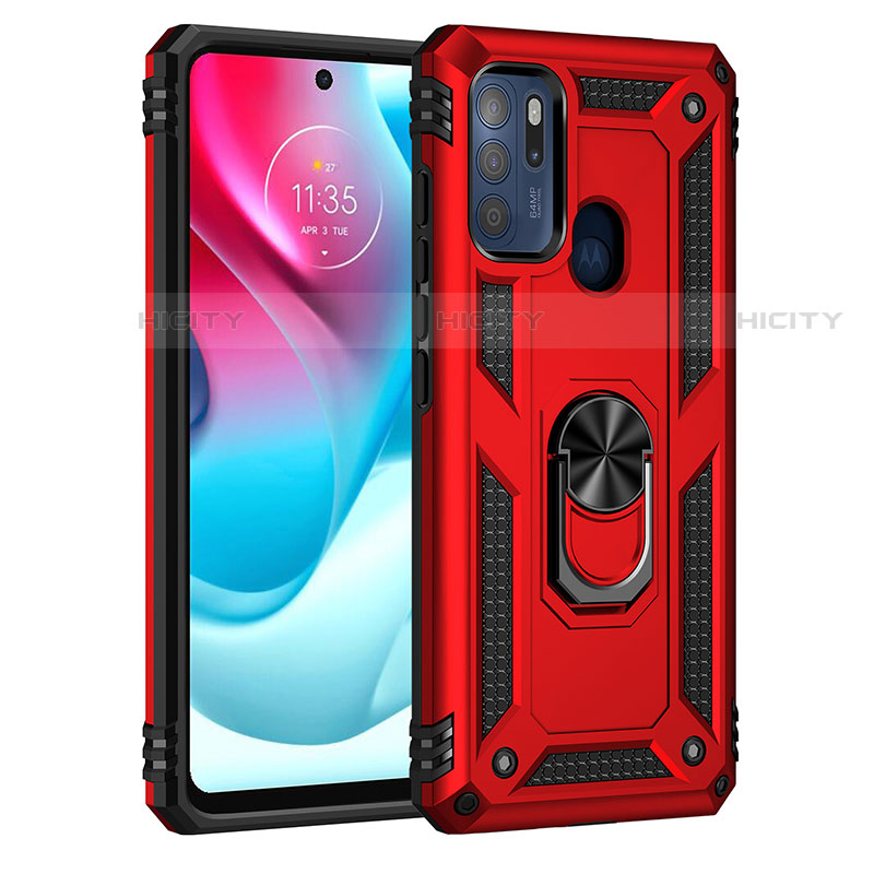 Funda Bumper Silicona y Plastico Mate Carcasa con Magnetico Anillo de dedo Soporte para Motorola Moto G60s