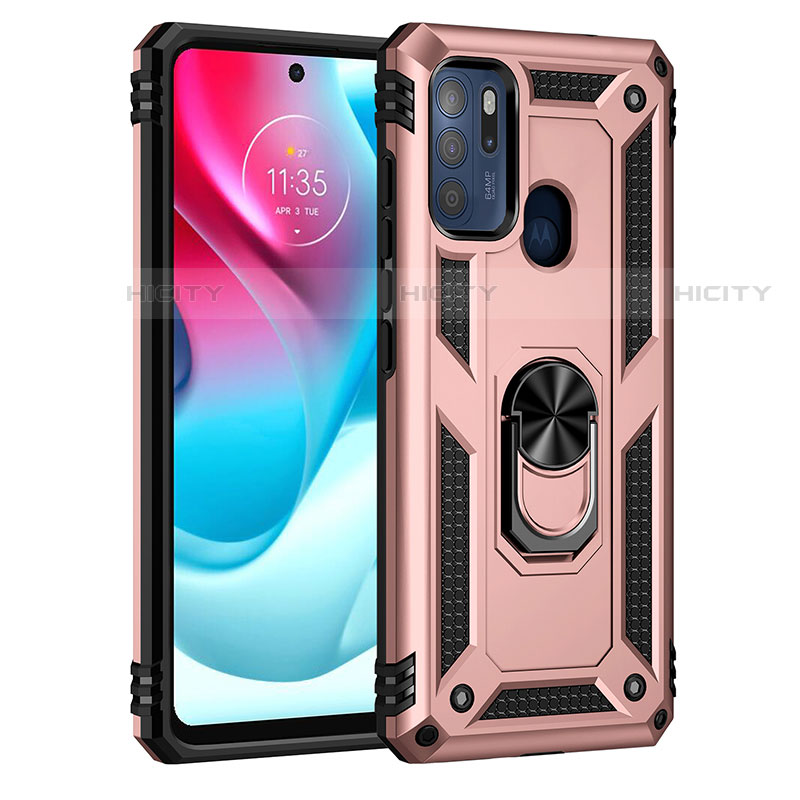 Funda Bumper Silicona y Plastico Mate Carcasa con Magnetico Anillo de dedo Soporte para Motorola Moto G60s