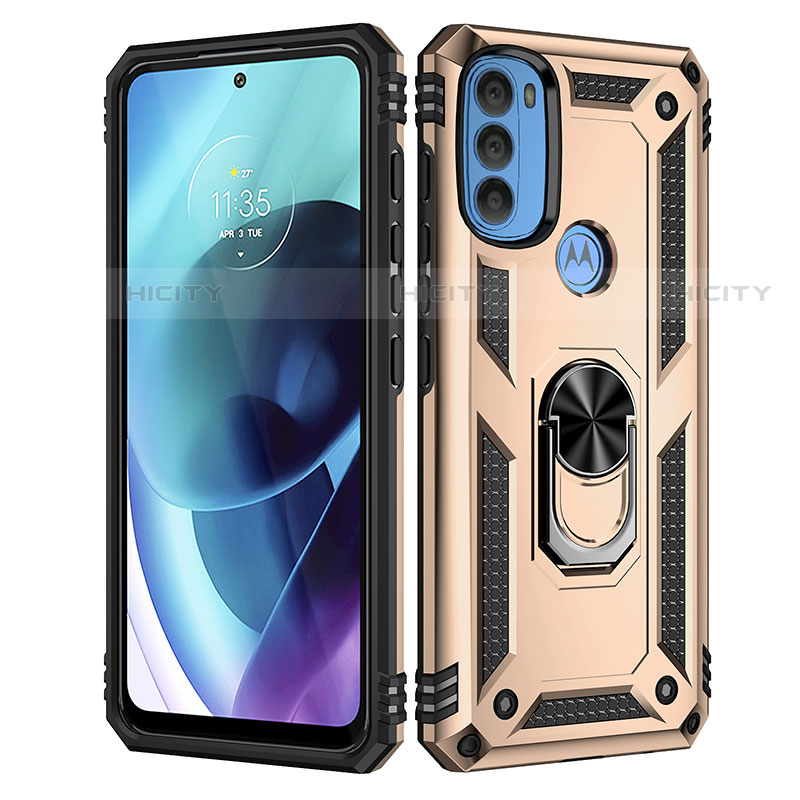 Funda Bumper Silicona y Plastico Mate Carcasa con Magnetico Anillo de dedo Soporte para Motorola Moto G71 5G