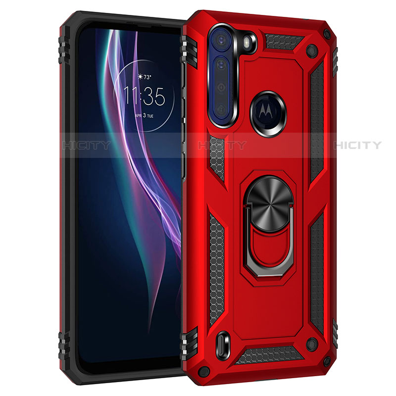 Funda Bumper Silicona y Plastico Mate Carcasa con Magnetico Anillo de dedo Soporte para Motorola Moto One Fusion