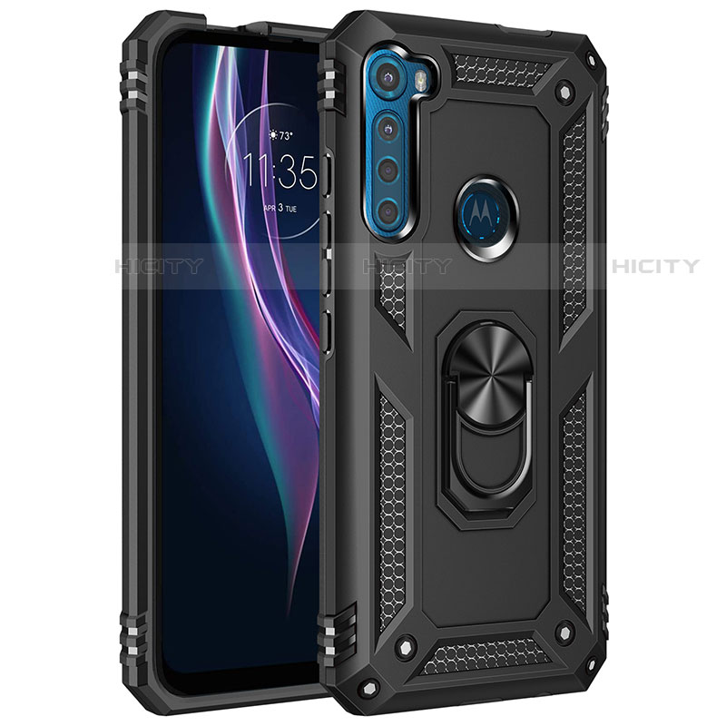 Funda Bumper Silicona y Plastico Mate Carcasa con Magnetico Anillo de dedo Soporte para Motorola Moto One Fusion Plus