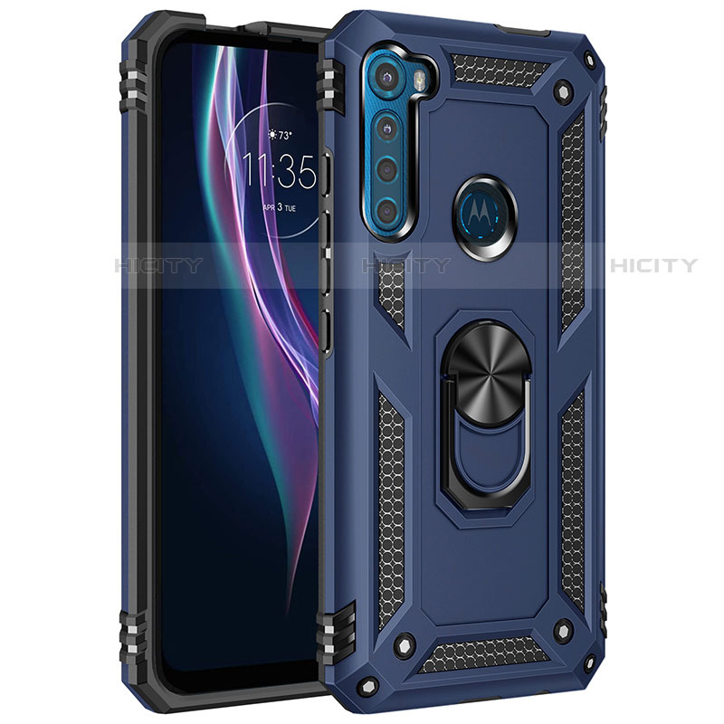 Funda Bumper Silicona y Plastico Mate Carcasa con Magnetico Anillo de dedo Soporte para Motorola Moto One Fusion Plus