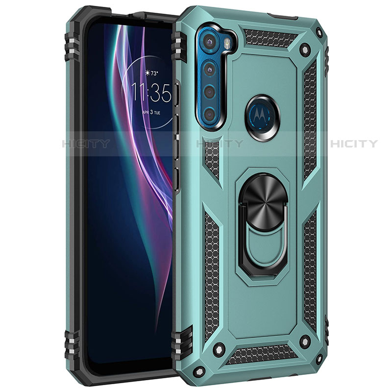 Funda Bumper Silicona y Plastico Mate Carcasa con Magnetico Anillo de dedo Soporte para Motorola Moto One Fusion Plus Verde