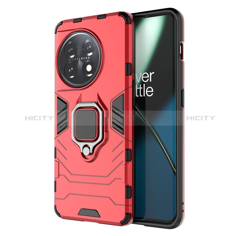 Funda Bumper Silicona y Plastico Mate Carcasa con Magnetico Anillo de dedo Soporte para OnePlus 11 5G