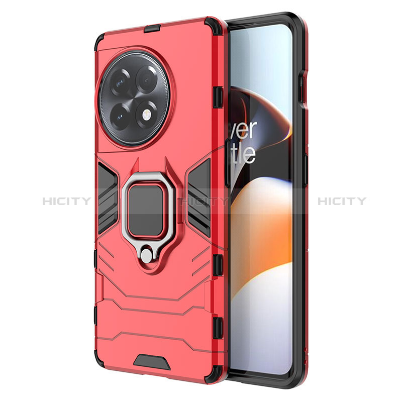 Funda Bumper Silicona y Plastico Mate Carcasa con Magnetico Anillo de dedo Soporte para OnePlus 11R 5G