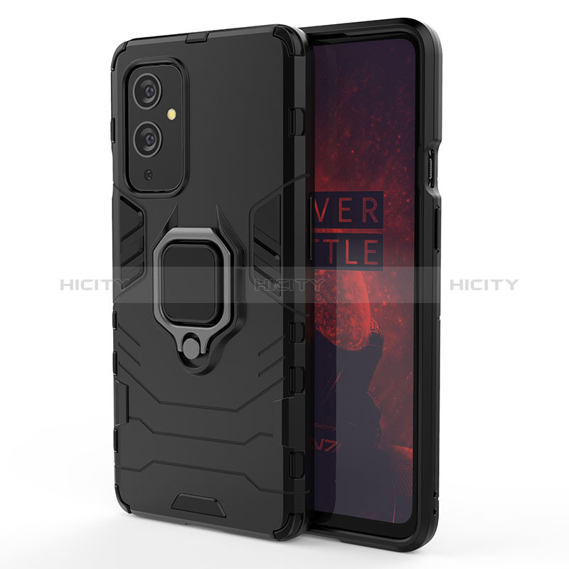 Funda Bumper Silicona y Plastico Mate Carcasa con Magnetico Anillo de dedo Soporte para OnePlus 9 5G