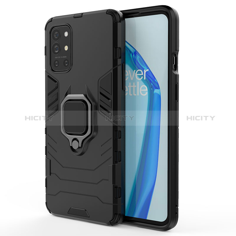 Funda Bumper Silicona y Plastico Mate Carcasa con Magnetico Anillo de dedo Soporte para OnePlus 9R 5G