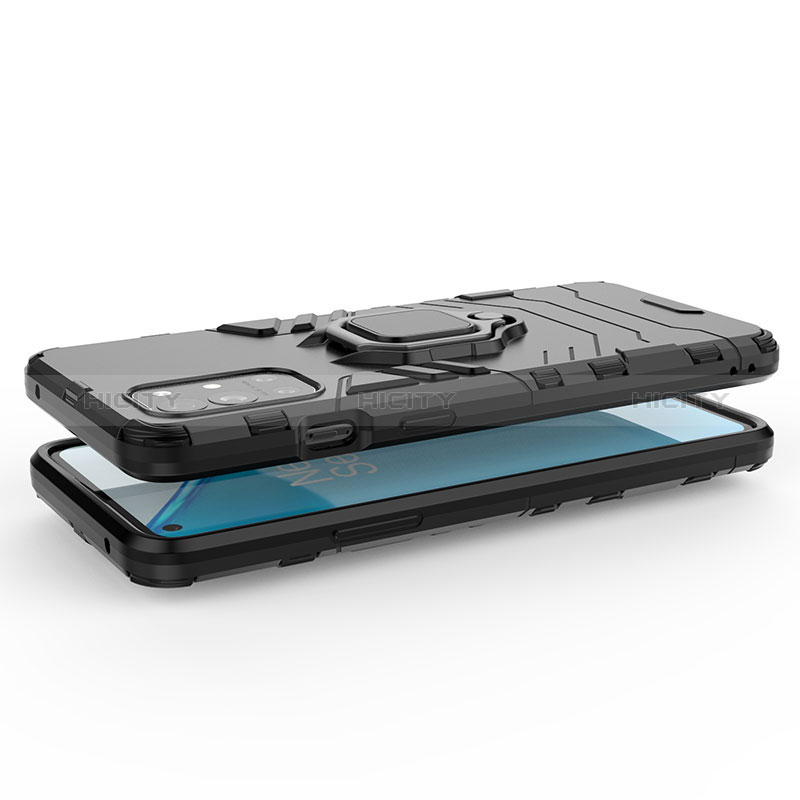 Funda Bumper Silicona y Plastico Mate Carcasa con Magnetico Anillo de dedo Soporte para OnePlus 9R 5G