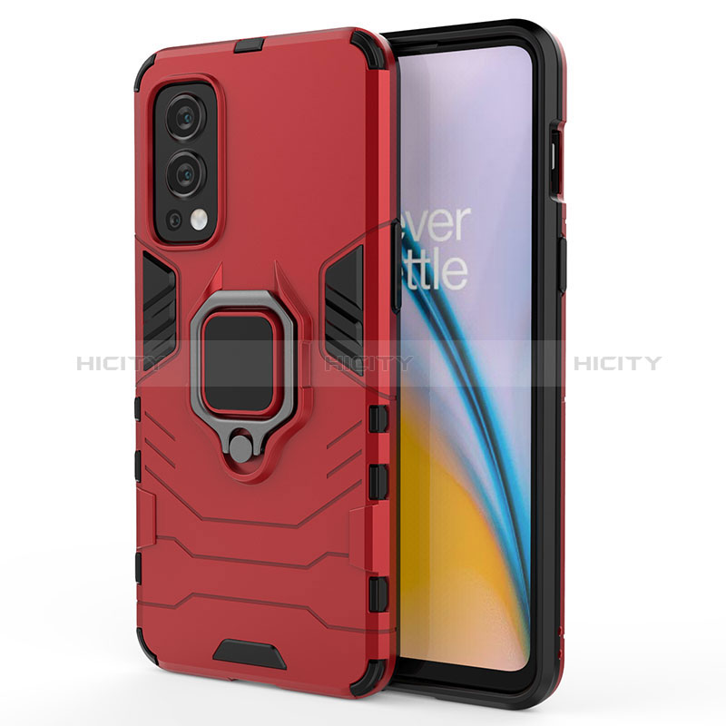 Funda Bumper Silicona y Plastico Mate Carcasa con Magnetico Anillo de dedo Soporte para OnePlus Nord 2 5G