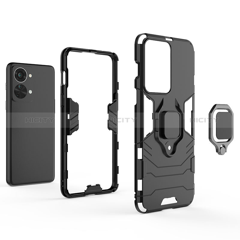 Funda Bumper Silicona y Plastico Mate Carcasa con Magnetico Anillo de dedo Soporte para OnePlus Nord 2T 5G