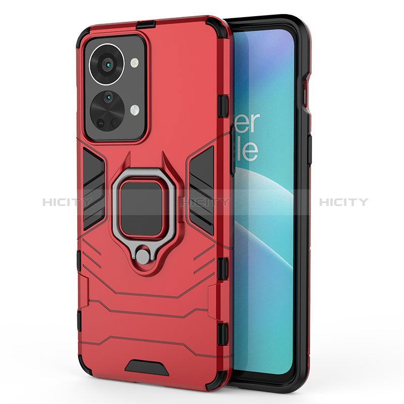 Funda Bumper Silicona y Plastico Mate Carcasa con Magnetico Anillo de dedo Soporte para OnePlus Nord 2T 5G